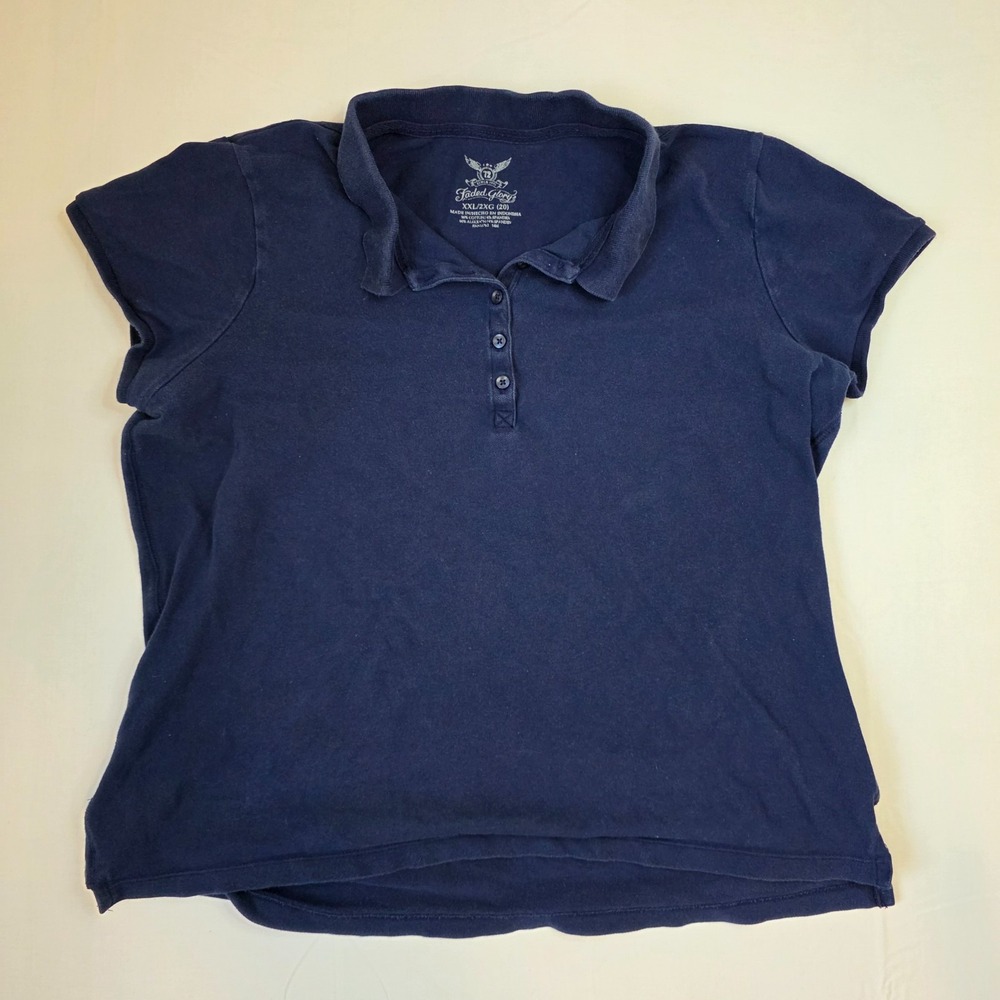 woman's dark navy blue Faded Glory collared xxl polo shirt